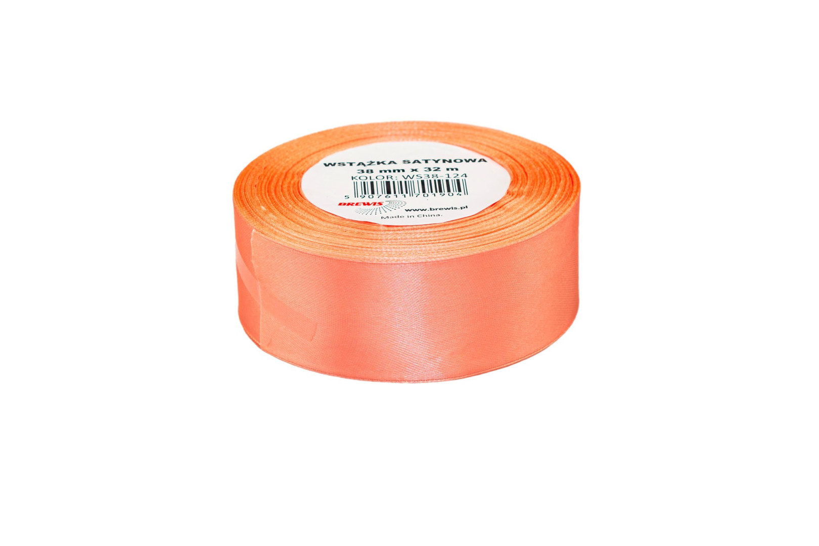 Wstążka satynowa 38mmx32m Łososiowy WS38-124 Brewis